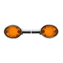 Paar Lenkerblinkleuchte 8580.26 - Chromlook + oranges Glas - Vogelserie, passend f. MZ ES