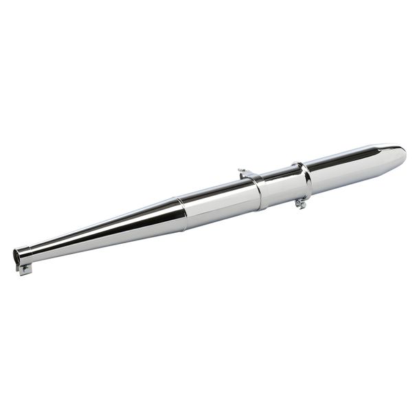 Simson Auspufftopf vollständig, verchromt, inklusive aller Schellen - Blech 1,5mm und größerer Krümmerschelle - SR4-2 Star