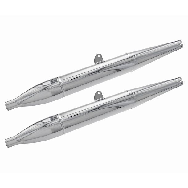 MZ SET exhaust pipe - 3-piece cigar shape, chromed, right and left side - suitable for BK350