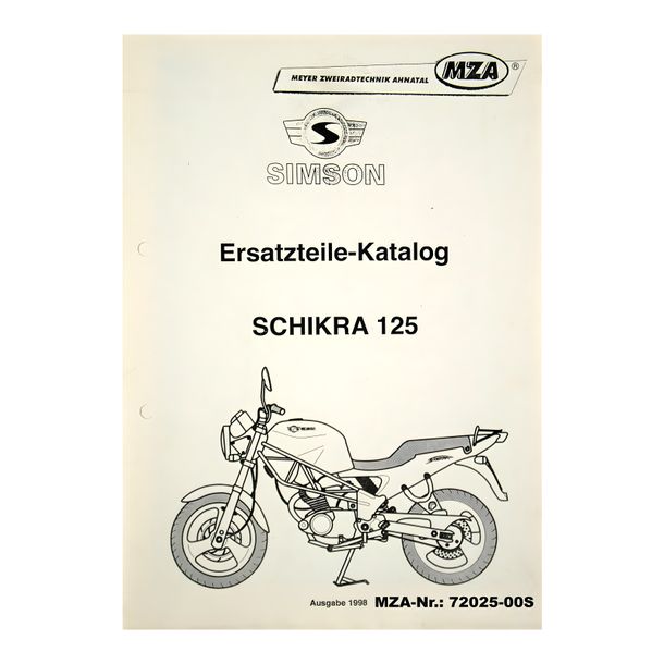 Spare parts catalogue motorcycle Schikra 125, excl. 1998