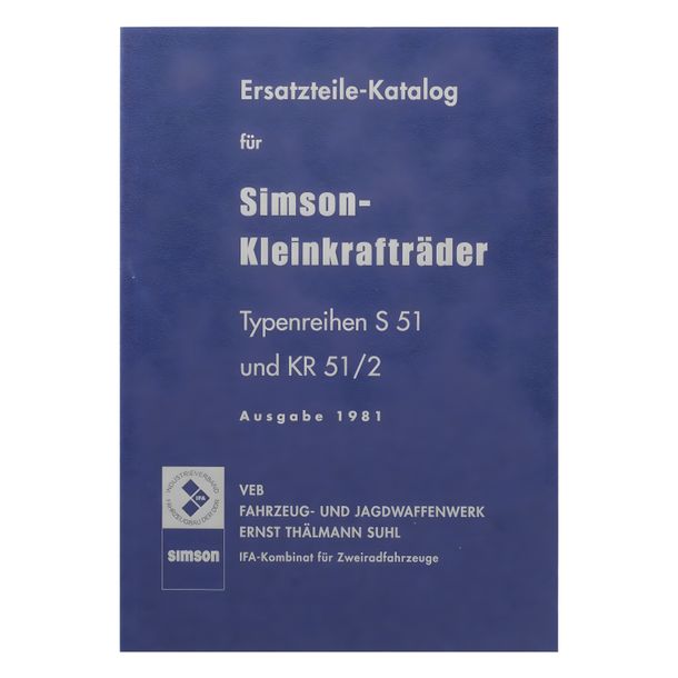 Simson spare parts catalog, list of spare parts S51 and KR51/2 - edition 1981
