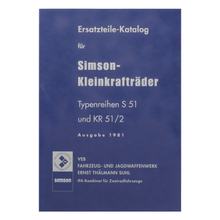 Catálogo de Peças de Reposição Simson, Lista de Peças S51 e KR51 / 2 - Edição 1981