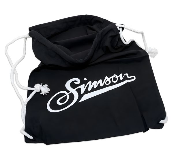 Retro Sportbeutel, schwarz mit Kordelzugverschluss, 100% Baumwolle, Motiv: SIMSON-weich