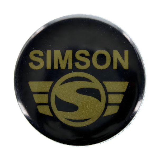 Bouton étain Ø25mm avec housse de protection et épingle papillon, motif : Simson modern