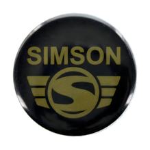 Botão de pressão de chapa Ø25mm com capa protetora e agulha em arco, Motivo: SIMSON moderno