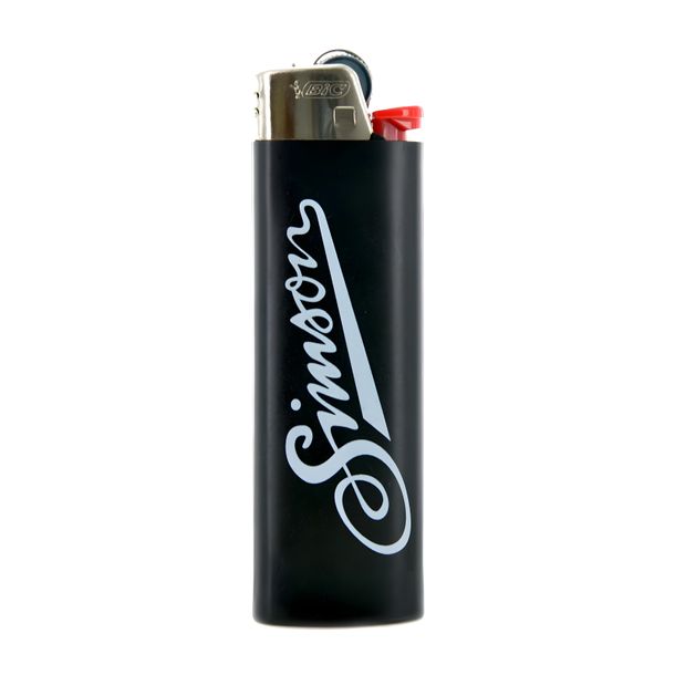 BIC-Feuerzeug, schwarz mit SIMSON - Logo + Schriftzug: Allzeit gute Fahrt