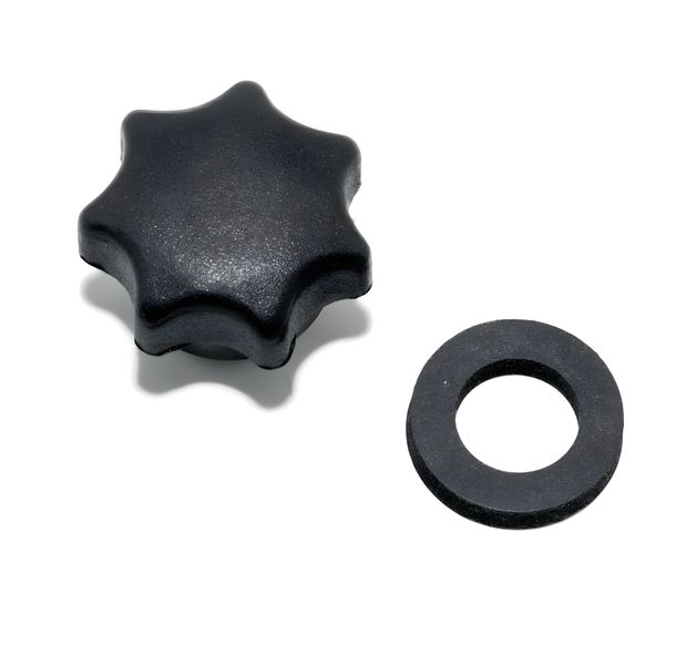 MZ SET Star pomo tuerca M6, negro, versión larga, con arandela de empuje - apta para series pájaros, ES, TS