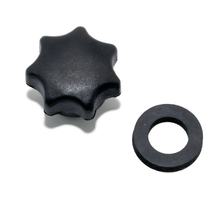 MZ SET Star pomo tuerca M6, negro, versión larga, con arandela de empuje - apta para series pájaros, ES, TS