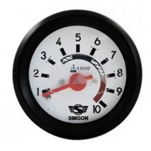Mechanický otáčkoměr průměru 60mm s 12V osvětlením a uzemňovacím připojením - červená ručička, bílý ciferník, logo.