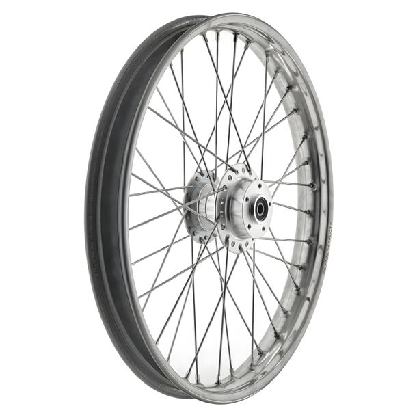 Speichenrad, 1,6x19 Zoll für Scheibenbremse (Alu-Nabe, Edelstahlfelge, Edelstahlspeichen).