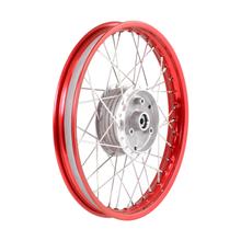Speichenrad 1,6x16 Zoll Alufelge, rot eloxiert und poliert + Edelstahlspeichen
