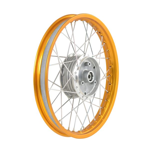 Roue à rayons Jante en alliage 1.6x16 pouces, anodisée orange et polie+rayons en acier inoxydable