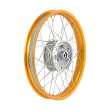 Speichenrad 1,6x16 Zoll Alufelge, orange eloxiert und poliert + Edelstahlspeichen