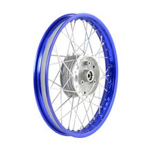 Speichenrad 1,6x16 Zoll Alufelge, blau eloxiert und poliert + Edelstahlspeichen