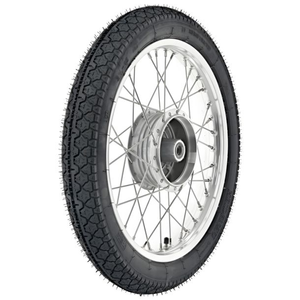 Complete wheel 1,5x16 inch - polished alloy rim, stainless steel spokes with Heidenau - tyre K36/1 mounted