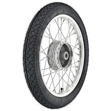 Komplettrad 1,5x16 Zoll - Alufelge poliert, Edelstahlspeichen mit Heidenau - Reifen K36 / 1 montiert