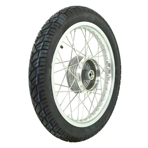 Komplettrad - Hinten - 1,5x16 Zoll - Alufelge poliert, Edelstahlspeichen, mit Vee Rubber - Reifen VRM094 montiert