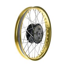 Speichenrad 1,5x16 Zoll hliníkový disk, zlatý + chromované paprsky + náboj kola černý
