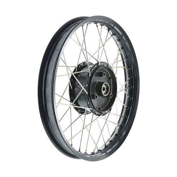 Spoked wheel 1,5x16 inch alloy rim black anodize+polished + stainless steel spokes+tuning wheel hub black