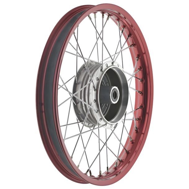 Roue à rayons Jante en alliage 1,5x16 pouces anodisée rouge et polie+rayons chromés