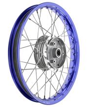 Roda de raios 1,5x16 polegadas Jante de alumínio azul anodizada e polida + Raios de aço inoxidável