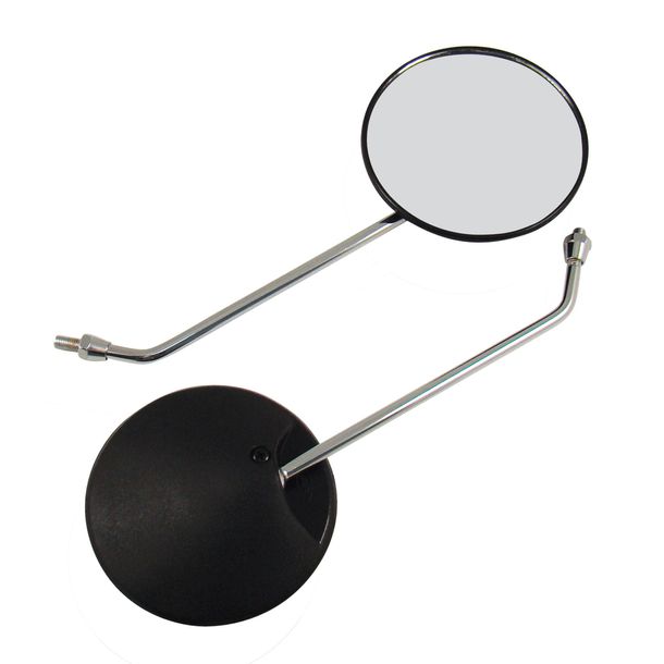Pair of rear view mirrors - left and right - ø 125mm - thread M8 - chromed mirror arm - shell shape
