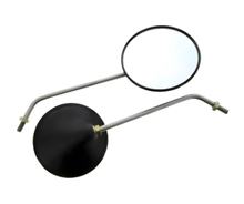 2 x specchietto retrovisore, forma a camma/forma a conchiglia, filettatura M10, diametro 122 mm, braccio specchio in acciaio inox