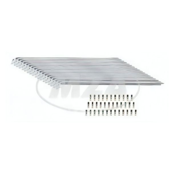 Juego de radios de acero inoxidable Simson con boquilla, 36 x cada uno - M3x210 mm, offset - para SR2, SR2E