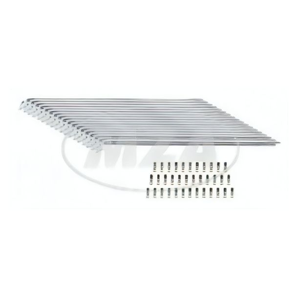 Juego de radios cromados Simson con boquilla, 36 x cada uno - M3x210 mm, con manivela - para SR2, SR2E