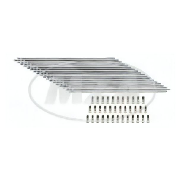 Jeu de rayons MZ en acier inoxydable avec embout, 36 x chacun - M4-163 mm pour moyeu complet SB ETZ+RT125