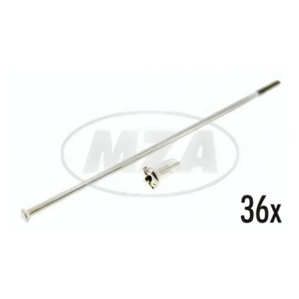 MZ roestvrijstalen spaakset met nippel, 36x - M4-148 mm - voor 18 inch velg - ETZ/ TS 125, 150, 250/1
