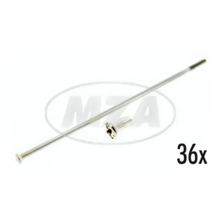 Jeu de rayons MZ en acier inoxydable avec embouts, 36 x chacun - M4-148 mm - pour jante 18 pouces - ETZ/TS 125, 150, 250, 250/1