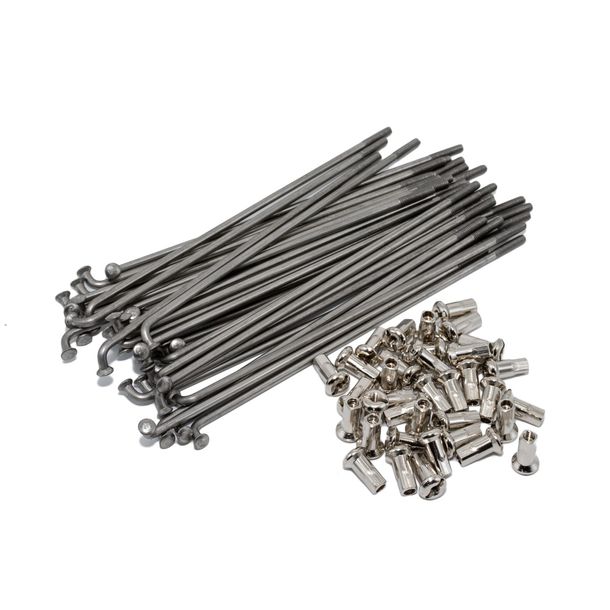 Juego de radios de acero inoxidable, natural con pezones, 36x cada uno - m3,5-140mm - especialmente para llanta de 1,85 x 16 pulgadas