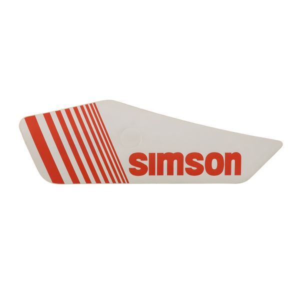 Lámina adhesiva Simson para tapa lateral izquierda - blanca/roja - S53E, S83E