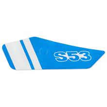 Simson Klebefolie f. Seitendeckel links - blau / weiß - S53