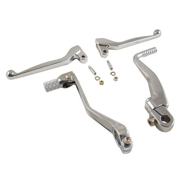 Styling - Set argent mat - composé d'un levier de frein/embrayage et d'un levier kickstart/pédale de vitesse+vis