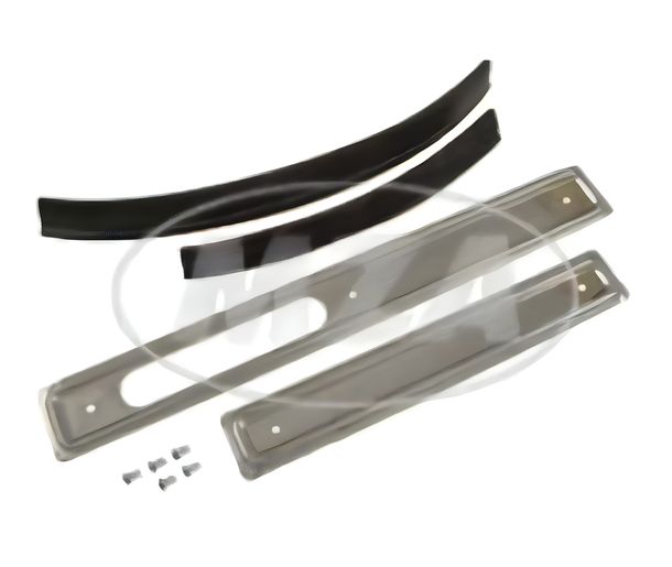 Jeu de réglettes de frottement - droite/gauche - acier, chromé avec passepoil et rivets - KR51
