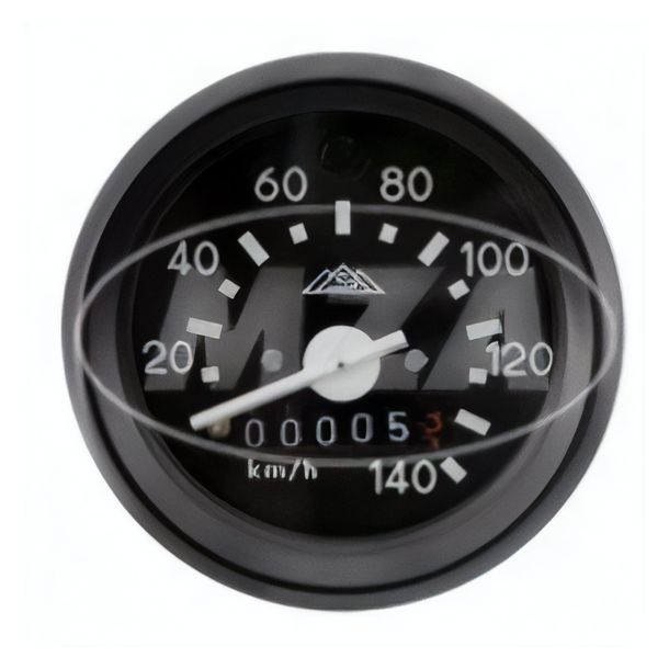 Velocímetro Simson con iluminación y luz indicadora verde, anillo negro - ø 60 mm - rango de visualización de hasta 140 km /h - por ejemplo, para S51, S53, S70