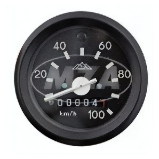 Velocímetro Simson con iluminación y luz indicadora verde, anillo negro - ø 60 mm - 100 km/h - S51, S53, S70
