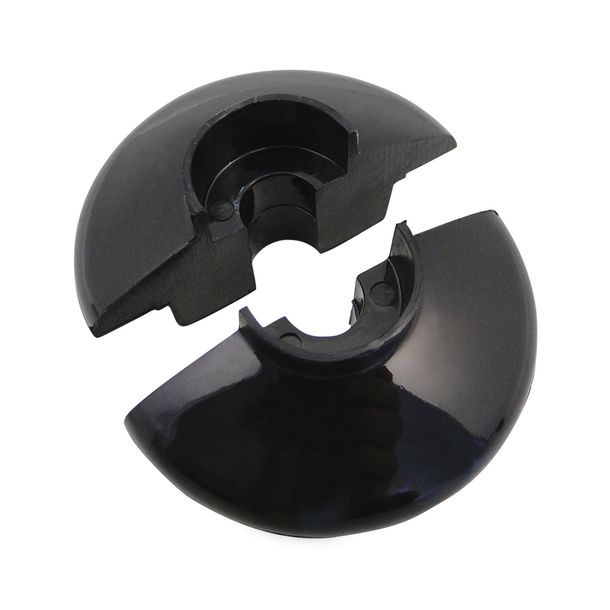 2x metà anello di supporto, grande con colletto, plastica nera