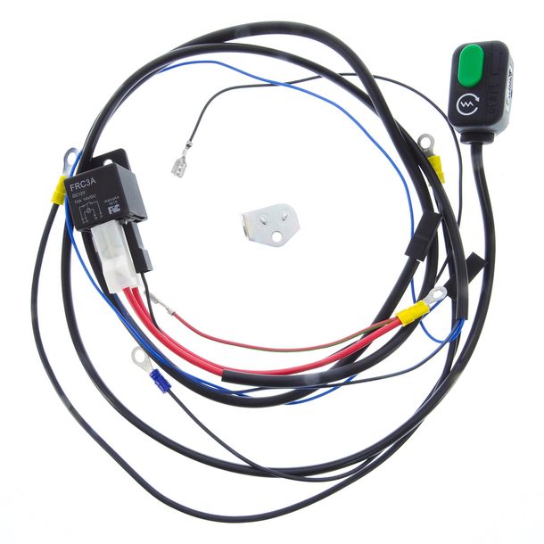 Simson SET wiring harness - starter cable with button, starter button and 12V switching relay + wiring diagram - S51, S70, S53, S83