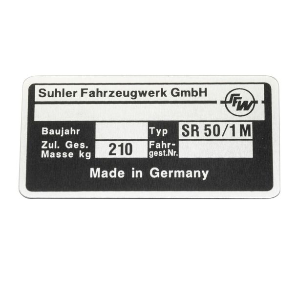 Simson nameplate - SR50/1M - Moped - Suhler Fahrzeugwerk GmbH - 1992 to 1998