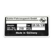 Simson nameplate - SR50/1M - Moped - Suhler Fahrzeugwerk GmbH - 1992 to 1998