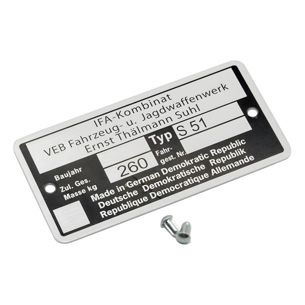 Simson set placa marco, placa de identificación para S51 con 2 clavos con muescas Ø2.5x5mm