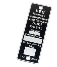 Simson Plakette, Typenschild - SR2 - VEB Fajas