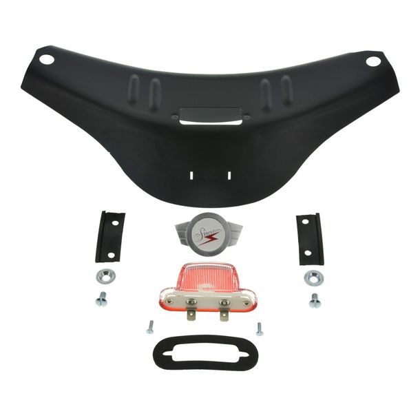 SET chapa - cuenco manillar, imprimación negra+placa marca plateada+luz de estacionamiento