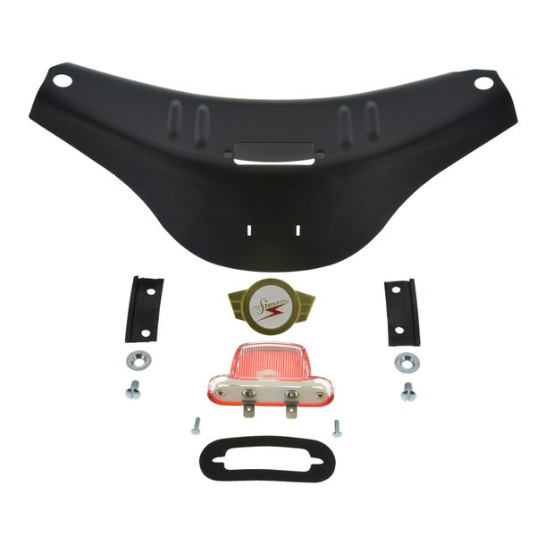 SET chapa - cuenco manillar, imprimado negro+placa marca dorada+luz de estacionamiento