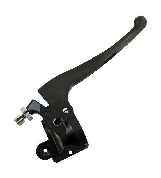 Right clamp for throttle twist grip, complete - (old version) with brake lever, adjusting screw and small parts - bird series