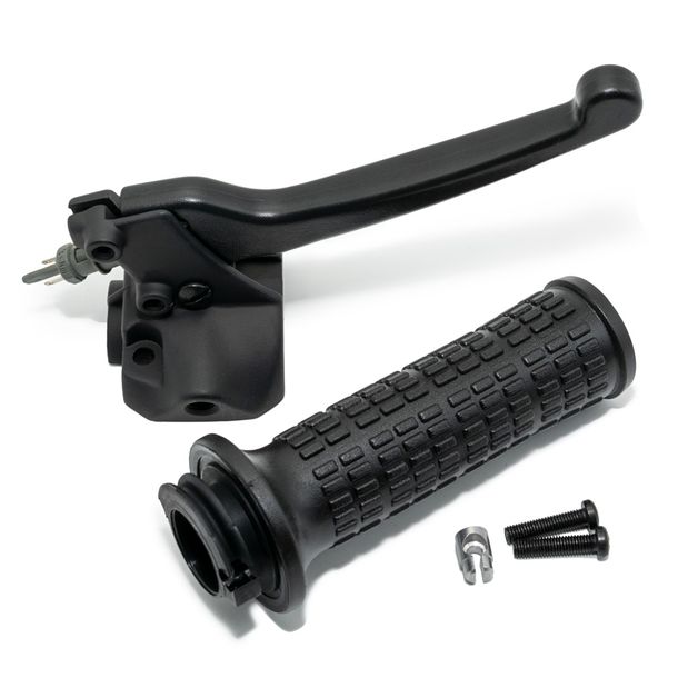 Set throttle twist grip domino with rotary handle, housing and brake lever, brake light switch+small parts