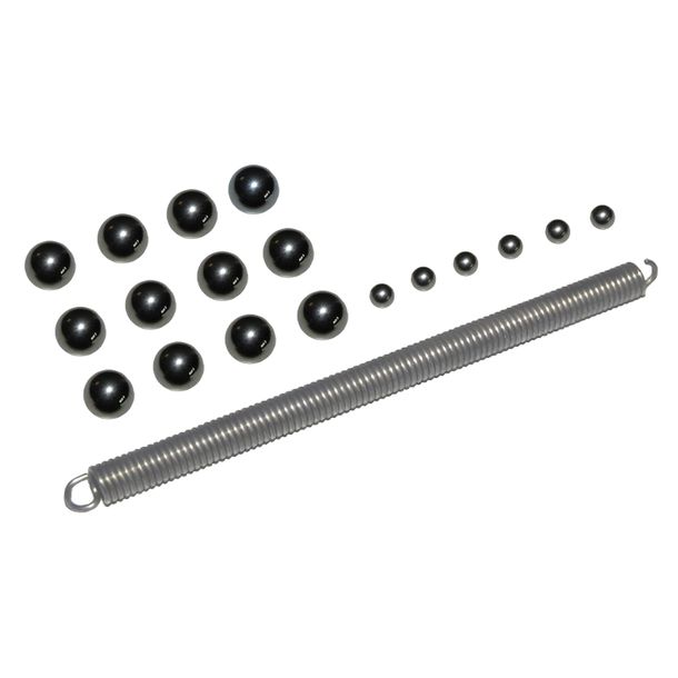 Juego de bolas de 6x Ø4+12 bolas de acero Ø7mm de Ø4+resorte de cuerda al eje de salida